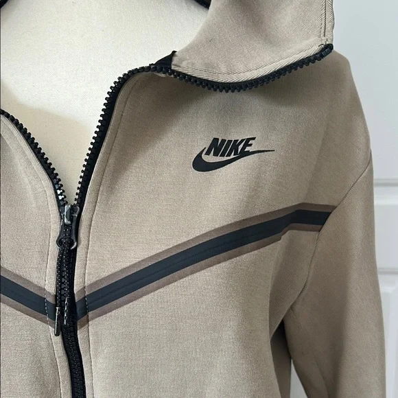 Nike Microfiber Tan Full Zip Hoodie with Extra Pocket on Arm - Picture 2 of 9